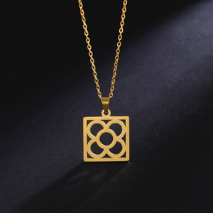 Myshape <span class=keywords><strong>Barcelona</strong></span> flor cuadrado colgante collar de acero inoxidable clavícula cadena para mujeres niñas joyería regalo al por mayor - Product Image 5