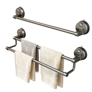 Porte-serviettes de salle de bain à ventouse sans perçage, support mural, simple et double - Product Image 3