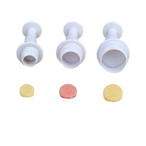 Lixsun 3 pièces ensemble classique <span class=keywords><strong>empreinte</strong></span> Fondant gâteau décoration outils de cuisson Fondant gaufrage sucre forme ronde plongeur Cutter ensemble - Product Image 1