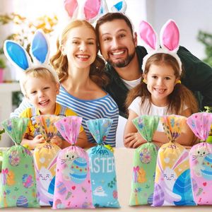 Micros tar 50pcs Oster taschen Plastik behandeln Goodie Candy Bags mit 50 Twist Ties Osterhasen Taschen für Kinder <span class=keywords><strong>Happy</strong></span> Easter Party Decor - Product Image 5