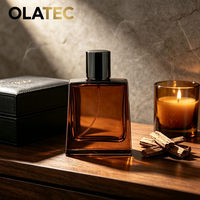 OLATEC Botella de Perfume de 30 ml al por Mayor, Botella de Perfume de Vidrio Cuadrada Vacía, Personalizada, Colorida, de Lujo, con Tapa Negra