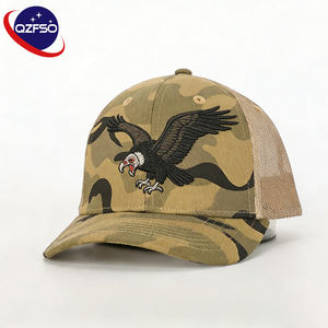 Casquette de baseball camouflage à 6 panneaux QZFSO, personnalisée, de haute qualité, avec logo imprimé, broderie, maille, style hip-hop, pour hommes - Product Image 1