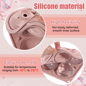 Stampi in Silicone cubetto di ghiaccio con coperchi, 4 forme rotonde, diamanti, calcio, Rose grandi produttori di palle di ghiaccio per cocktail succo di whisky - Product Image 2