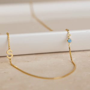 EManco Birthstone <strong>Monogram</strong> Customized <strong>Necklace</strong> DIY <strong>Name</strong> <strong>Necklace</strong> Stainless Steel Jewelry Birthday Gift - Product Image 5