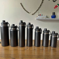 Bouteille d'eau isotherme en acier inoxydable à double paroi, 12oz, 18oz, 24oz, 32oz, 40oz, 64oz, pour le sport, les voyages, le camping et l'usage quotidien