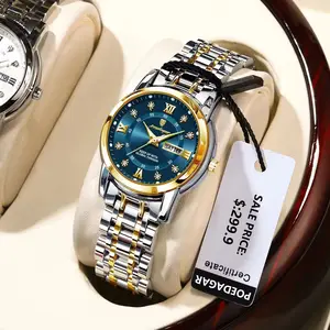Nuovi pezzi del tempo della signora di lusso 769 di moda POEDAGAR luminoso resistente all'acqua da donna orologi analogici da polso al quarzo in acciaio inossidabile