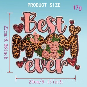 Vente en gros usine – Nouveauté 2026 : Patch brodé <span class=keywords><strong>MAMA</strong></span> à sequins, thermocollant, pour la Fête des Mères, idéal pour sweat-shirt - Product Image 4