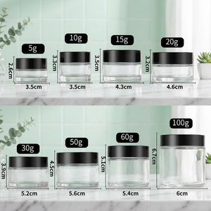 ขวดแก้วใสสำหรับเครื่องสำอางพร้อมฝาเกลียวสีดำ ขนาด 5 กรัม 10 กรัม 15 กรัม 20 กรัม 30 กรัม 50 กรัม 60 กรัม 100 กรัม รูปทรงกระบอก - Product Image 2