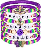 Bracelets extensibles à breloques en perles pour femmes, thème Mardi Gras et Carnaval de la Nouvelle-Orléans, bijoux fabriqués en Chine