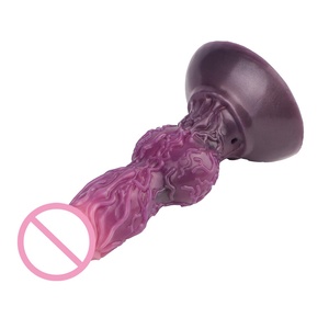 Fantasy Werewolf-Themed Inflatable <b>Dildo</b> with Muscular Texture, Dark Purple Silicone, Inspired by Furry Sci-Fi Warrior - Product Image 3