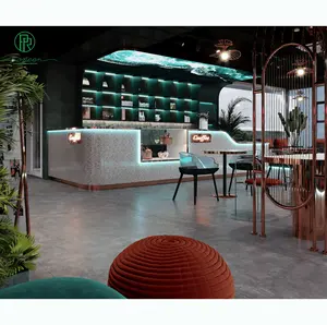 Marble Cafe Bar Counter Commercial Barista Counter Coffee Shop Counter with Modern Cafe & Bar Interior Design