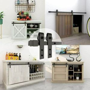 WEKIS Black Powder Coated Matte Satin Sliding Barn Door Hardware Track <b>Kit</b> Carbon Steel Soundproof Easy Screw Installation - Product Image 6