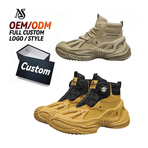 รองเท้าผู้ชายทรงสูงสไตล์เมชาพื้นหนารองเท้าลำลองแบบสวมอินเทรนด์สำหรับผู้ชาย - Product Image 1