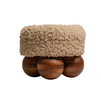 Nouvelle Arrivée Repose-Pieds de Canapé Personnalisé en Velours avec Base en Bois Massif, Pouf Ottoman pour Salon, Chambre d'Enfant, Chaise de Jeu