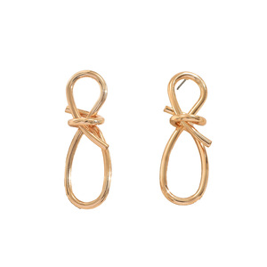 Geometric <b>Bow</b> Design 18k Gold Plated Stud Earrings For Women Everyday Wear - Product Image 5