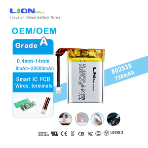 Şarj edilebilir Li Ion pil 802535 <span class=keywords><strong>3</strong></span>.<span class=keywords><strong>7V</strong></span> 730Mah 750Mah 753035 603040 <span class=keywords><strong>Lipo</strong></span> pil lityum polimer pil ile Connecteur Jst - Product Image 1