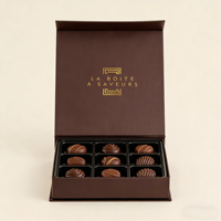 Boîtes rigides magnétiques de luxe, nouveau design, pour bonbons, emballage artisanal, chocolat, logo personnalisé, insert en PVC avec dorure à chaud, dorure à chaud