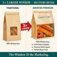 Large Kraft Paper Bread Bags Clear Side Window Resealable Tin Tie Gusset Base Food Safe Multi Eco Friendly Bulk Wholesale