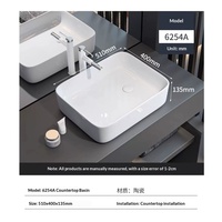 Lavabo en céramique blanche 6254A 510x400mm pour salle de bain, lavabo sur comptoir, lavabo pour hôtel et maison