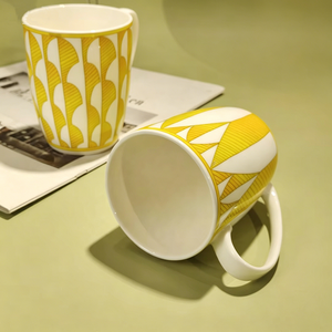 ชุดแก้วเซรามิกสีเหลืองเลมอนพร้อมจานรอง - ชุดถ้วยกาแฟ 4 ชิ้นพร้อมจานรอง - Product Image 6