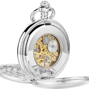 Montre de poche mécanique classique Besseron à double mouvement fluide avec chaîne pour homme - Product Image 4