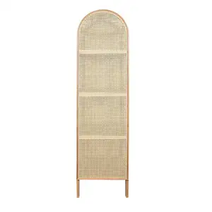 Nordic French Half Round 1 Tür Rattan Cane Tall Weins chrank