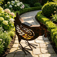 Sculpture d'oiseau minimaliste en métal rouillé à énergie solaire, pour décoration extérieure de patio et de jardin, directement de l'usine