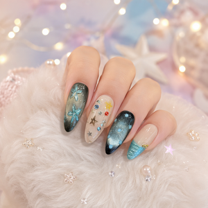 Faux ongles faits à la main à pression, motif floral 3D, étoile, pois, dégradé, couverture complète pour doigts - Product Image 3
