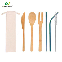 Logo personnalisé bois cuillère fourchette couteau paille biodégradable bambou couverts jetables ensemble avec Packs pour la fête voyage ustensiles