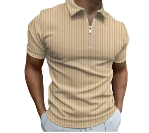 New fashion POLO shirt Zipper striped men's POLO shirt no minimum order workwear polo