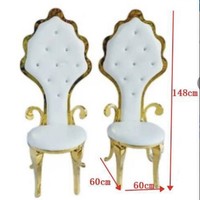 Fauteuil de salle à manger de style européen en acier inoxydable avec accoudoirs en cuir et design inversé pour mobilier domestique