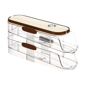 Organisateur d'œufs à 3 niveaux auto-roulant pour réfrigérateur, organisateur d'œufs de cuisine en plastique pour réfrigérateur - Product Image 1
