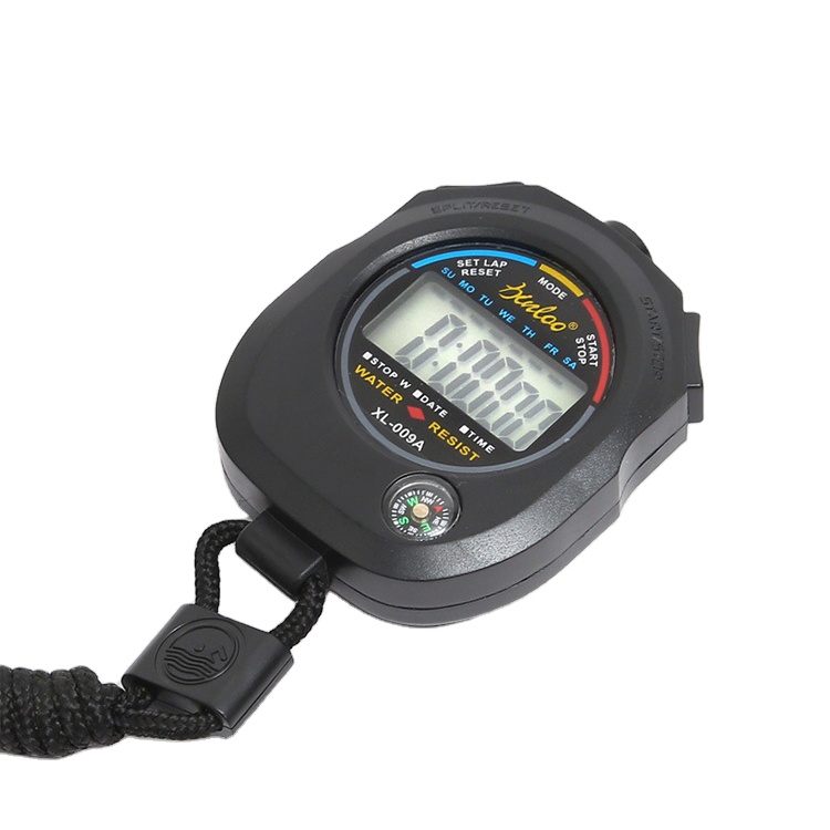 Электронный Секундомер унисекс с хронографом, спортивный цифровой таймер с обратным отсчетом, черный цвет