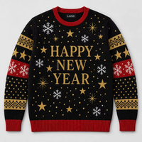 Pull de Noël moche pour homme, motif jacquard lettres et flocons de neige, tricoté, pour les fêtes, en polyester/coton