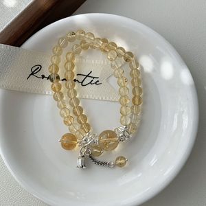 S925 เงินสเตอร์ลิงสร้อยข้อมือคริสตัลสีเหลืองวงกลมคู่จี้ดอกไม้เครื่องประดับสตรีของขวัญสำหรับแฟน - Product Image 2