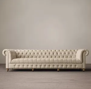 High Quality Velvet European Style Chesterfield Style Sofa Living Room Furniture