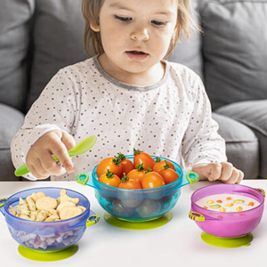 ชุดชามอาหารเสริมตัวดูดหลากสีแบบพกพาสำหรับทารกแรกเกิด3แพ็คพร้อมฝาปิดผลิตภัณฑ์สำหรับแม่และเด็ก - Product Image 5