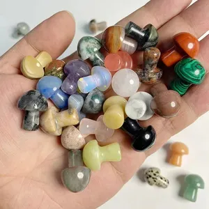 Instagram live Natural Crystals Healing Stones Carved 2cm Mini Quartz Gemstone Mushroom Crystal Mushroom