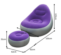 Fauteuil Gonflable à Surface Flocquée Confortable, Canapé d'Air Portable Étanche avec Pouf
