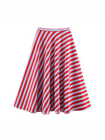 Ensemble deux pièces rayé pour femme, chemisier sans manches à col nœud et peplum, jupe midi taille haute, tenue décontractée élégante pour femme