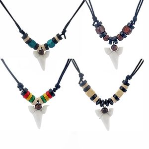 Classique <span class=keywords><strong>Blanc</strong></span> Résine Requin Dent Pendentif <span class=keywords><strong>Collier</strong></span> Forme Géométrique Coton Ciré Cordon Brin Réglable <span class=keywords><strong>Surf</strong></span> <span class=keywords><strong>Collier</strong></span> pour Mariage - Product Image 1