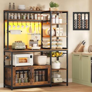 SENYU Étagère de rangement rustique en bois brun réglable, meuble de cuisine, support pour machine à café, support pour micro-ondes - Product Image 2