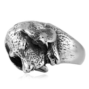 European American Style <b>Titanium</b> Steel Dog <b>Ring</b> Silver Men's Punk Jewelry Gift 213032 - Product Image 5