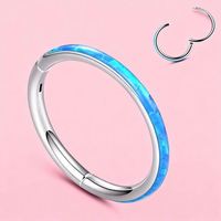 Anneau segmenté articulé en titane ASTM avec opale latérale pour piercing de nez et de septum, bijoux de piercing corporel