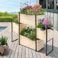 Jaalex Hot Sale China liefert erhöhte erhöhte Garten töpfe & Pflanz gefäße Box 3 Ebenen Holz erhöhtes Garten bett