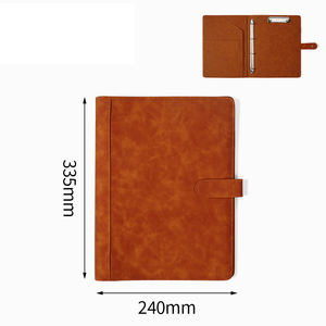 Porte-documents en cuir personnalisé avec fermeture éclair et bloc-notes, organiseur de fichiers multifonctionnel pour le bureau, les affaires et l'école - Product Image 3