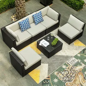 Conjunto de móveis para pátio, conjunto premium de móveis para pátio, sofá em ambientes externos, conjunto de conversação, sofá com mesa para varanda, gramado e