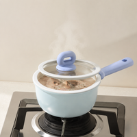Casserole antiadhésive en céramique 18/20 cm avec couvercle, compatible induction, gaz et électrique, idéale pour la préparation saine du lait en cuisine
