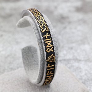 Bracelet pour homme en acier inoxydable de style nordique rétro, design viking en forme de C, motif géométrique, bijou cadeau - Product Image 4