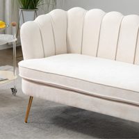 Canapé moderne pour deux personnes, petit canapé avec pieds en métal doré, canapé miniature rembourré en chenille pour appartement